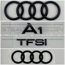 Fits Audi A1 8X Full Gloss Black Badge Set Front & Rear Rings Grille TFSI