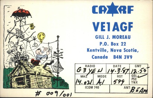 Vintage qsl card ve1agf - ve1agf, gill