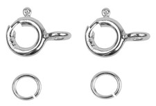 4 Pieces Sterling Silver 5mm Bolt Rings Clasp  & 4mm Jump Rings Necklace Repair