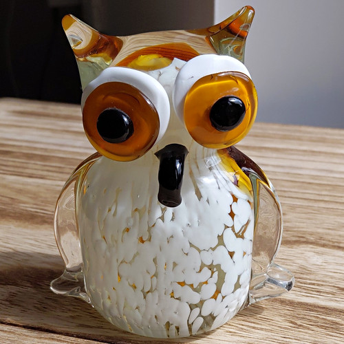 Object art glass owl - glass,