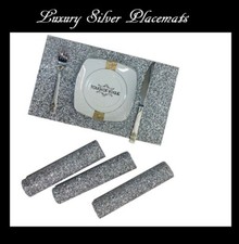 Silver dining table placemat - table,