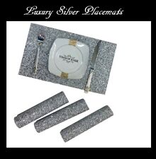SILVER Dining Table Placemat TABLE MAT Crushed Diamond Romany Diamante X Sparkly