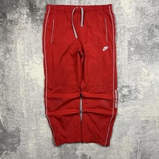 00s Nike Track Pants M/L Mens W34 L32 Red White Straight Leg Baggy Fit 2000s