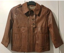 RIVER ISLAND JACKET REAL GENUINE LEATHER SIZE 8 BROWN USED