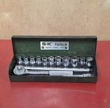 Vintage S-K Tools 1/4" Dr 14pc SAE Socket Set Metal Box USA Excellent Condition