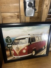 57x48 Cms Wooden Frame Volks Wagon Camper  Split Screen Picture