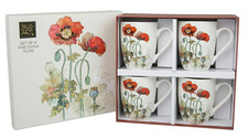 Set Of 4 China Mugs By Bug Art