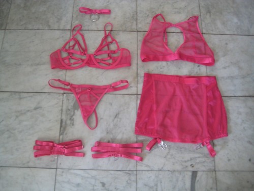 New hot pink open bra - 7,