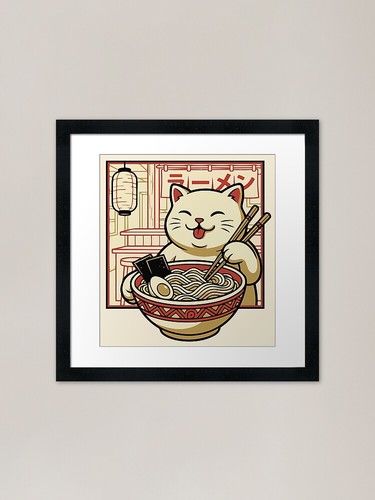 Cat eating its - , ramen