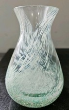 Caithness Scotland Green/White/Clear Decorative Swirl Bud Vase Home Decor
