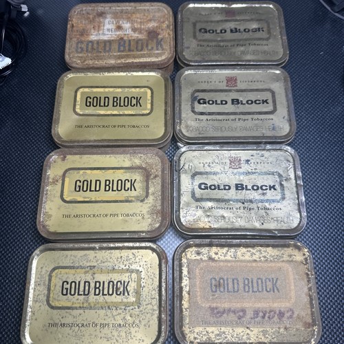 Gold block tobacco tins - gold, job