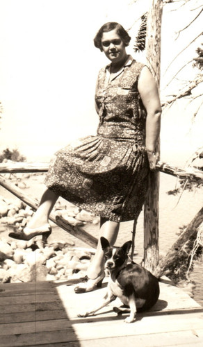 1930s woman with dog - woman, on
