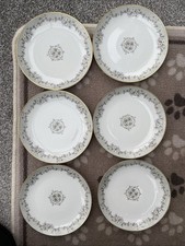 Franconia 5741 Porcelain Side Plates x 6 Floral Germany Selb Bavaria Gold Trim