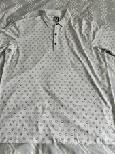 Footjoy Polo Shirt XXL White Weather Pattern - Athletic Fit