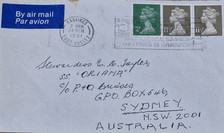 Stamp Addressed Airmail Envelope to SS Oriana, P&O Cruises, Postmark 24 March...