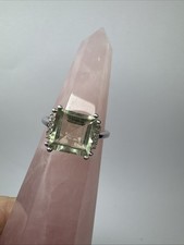 3ct Prasiolite And White Topaz 925 Silver Ring (s21)