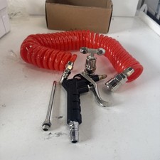 High Pressure Air Blow Gun with 4 Inch Long Angled Nozzle 15m Pu Air Hose Red