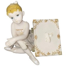 Porcelain Ballerina Figurine with Books & Open Book Display 3" Tall Ornament