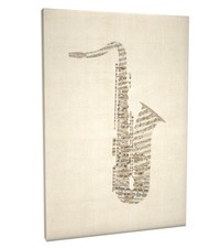 Saxophone Old Sheet Music Box Canvas and Poster Print (2801)