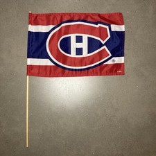 Montreal Canadiens NHL Hockey 17" x 11" Double Sided Fabric Flag on Wooden Pole