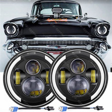 For Chevy Bel Air 1955-1957 7" Inch Round LED Headlights Hi/Lo Sealed Beam
