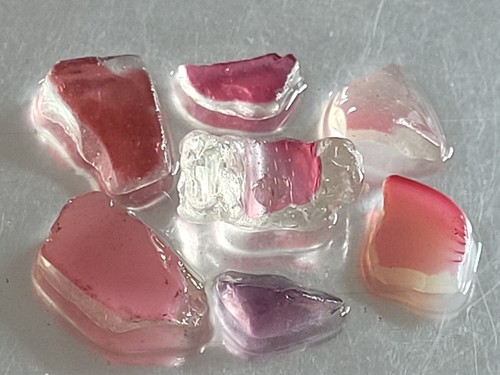 Pink white layer sea glass - pink,