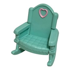 Loving Family Childrens Rocking Chair Green Vintage  Fisher Price Dollhouse 90s