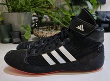ADIDAS BOXING/WRESTLING BOOTS. MENS SIZE 8 UK. BLACK/WHT/RD *2014*