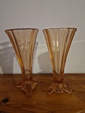 Vintage 2x Rose Peach Art Deco