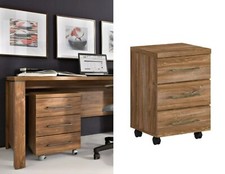 Office Storage Drawers Mobile Under Desk Cabinet Unit Medium Oak Effect Gent