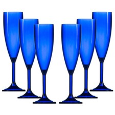 Plastic Polycarbonate Reusable Blue Champagne Flutes FAST DELIVERY
