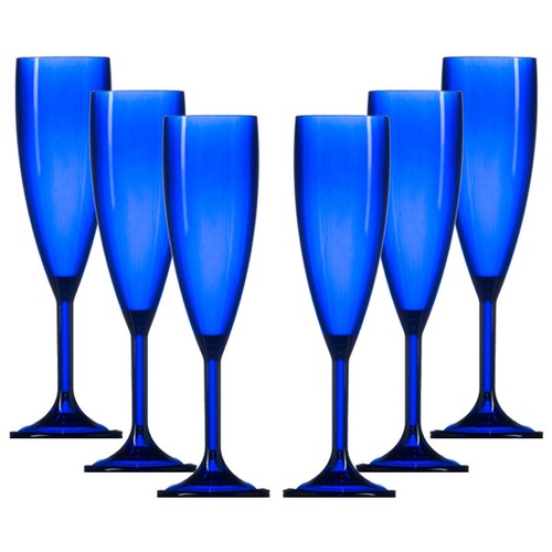 Blue plastic champagne flutes - champagne,