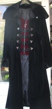 Devil Fashion Adrianna black/red velvet midi tail coat size XXXL goth