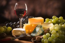 Vintage Wine Cheese & Grapes