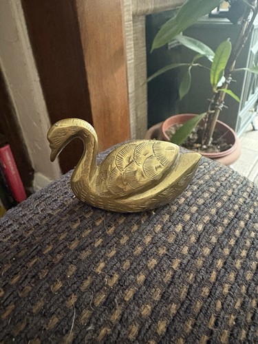 Small vintage brass - brass, swan