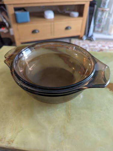 Vintage smoked amber pyrex - amber,