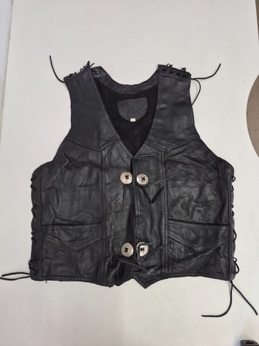 Vintage leather waistcoat - , 44"