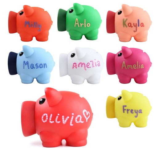 Plastic personalised piggy - personalised,