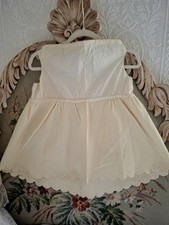 Antique Victorian Baby Ecru Petticoat Dress, Wool Flannel Baby Slip Underdress