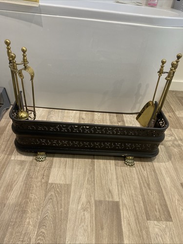 Vintage metal fireplace fender - vintage,