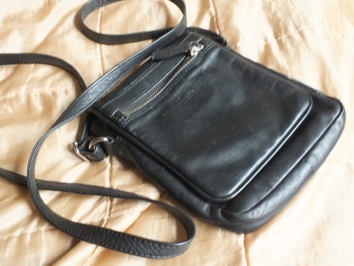 Black leather mini shoulder - black,