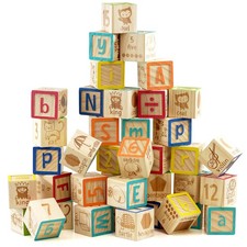 Wooden ABC 123 Block Set Kids Educational Toys 40 Pcs Alphabet Number Block Set