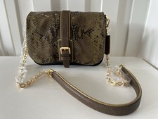 Longchamp Bag Calfskin leather python pattern Small Shoulder Crossbody Olive