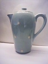 SANDYGATE (TORQUAY) Pottery PALE BLUE & WHITE POLKA DOT SPOTS COFFEE POT vintage