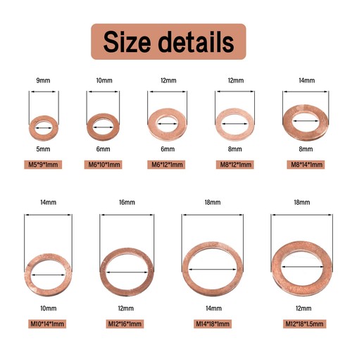 200pcs copper washers kit - 200pcs,