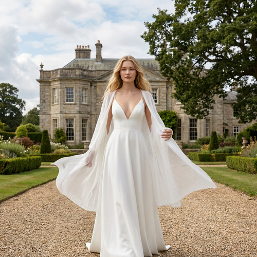 White bridal mohair shawl - , cape