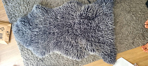 Grey sheepskin rug animal - animal, skin
