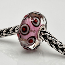 TROLLBEADS Pink w Red Dots & Gold Glitter Unique LAA 925S NEW!