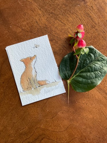 Aceo original paintings fox - aceo,