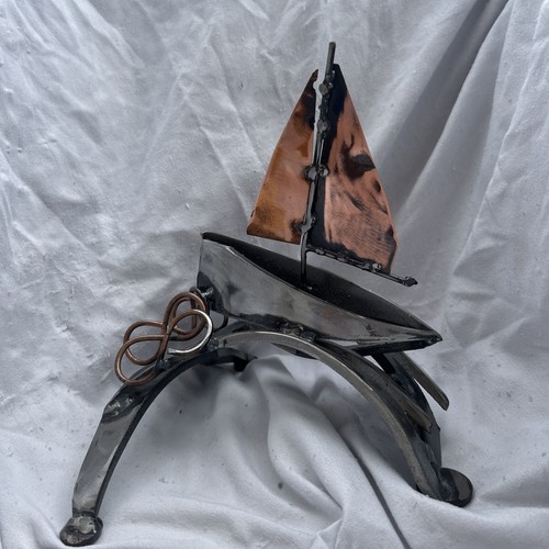 Handcrafted metal boat - metal,